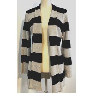 Cyrus Sweater large Womens Open Knit Cardigan Designer Lightweight blue/gray